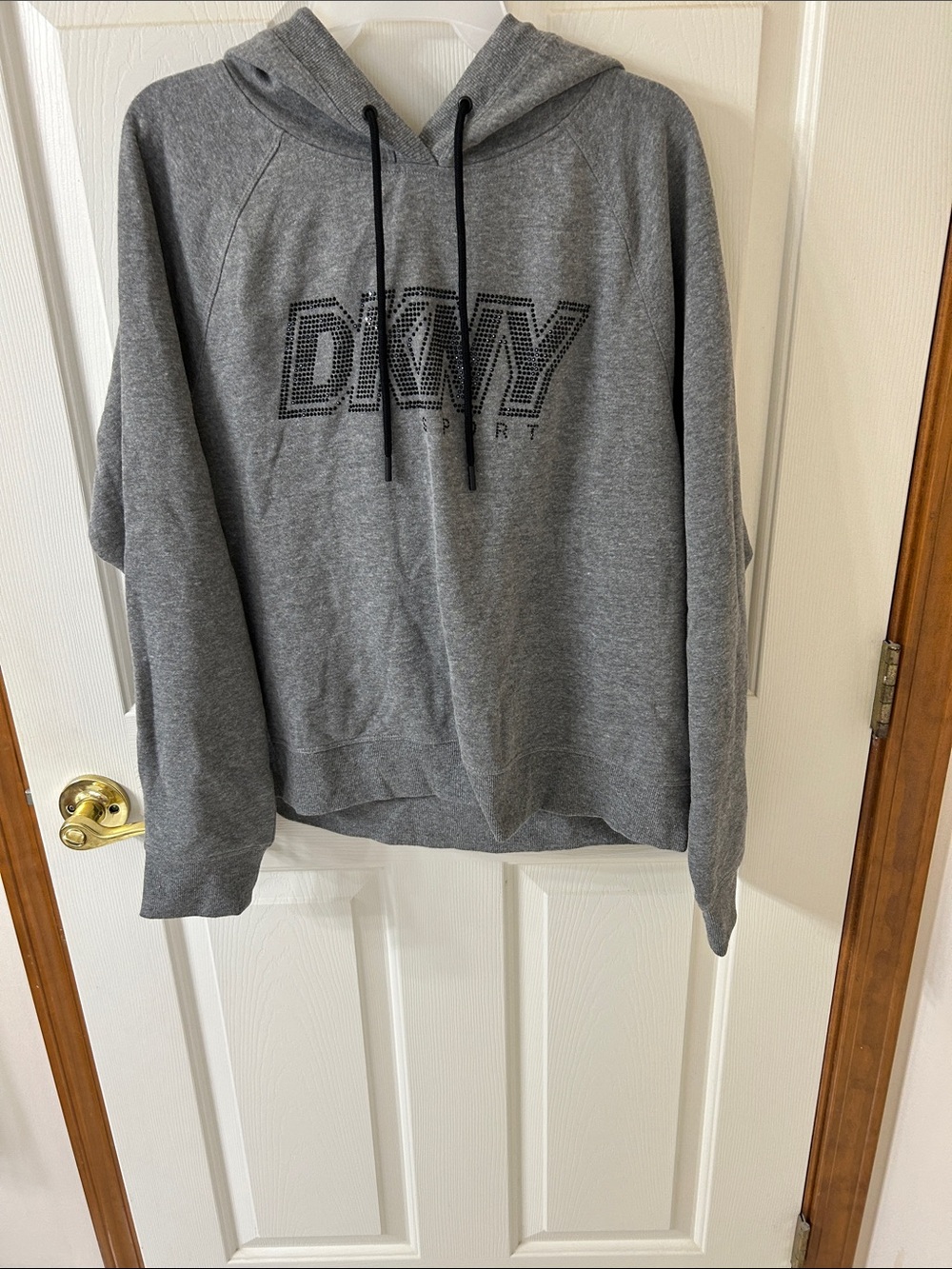 DKNY Gray Zip-Front Logo Hoodie